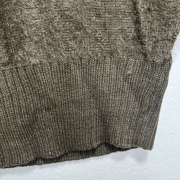 Alberto Makali Womens Large Fuzzy Sweater Brown Studded Fall Festive Cozy - Picture 6 of 8